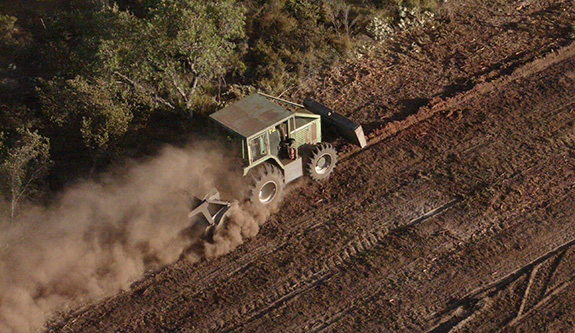 Arial view of mulcher working